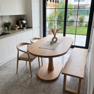 Solid Wood Oval Kitchen Table, Oval Pedestal Table - Etsy