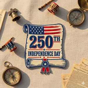 USA 250th Independence Day Patch, 1776-2026 Declaration Scroll Embroidered Iron On Emblem, Semiquincentennial Badge, Philadelphia Gift
