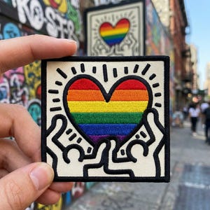 Rainbow Heart Pride Embroidered Patch, LGBTQ Pride Patch, Love Is Love Iron On Patch, Equality Rainbow Applique for Jacket Bag