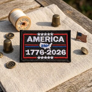 America 250 Patch 1776-2026 Embroidered Iron On Applique USA 250th Anniversary Patriotic Badge
