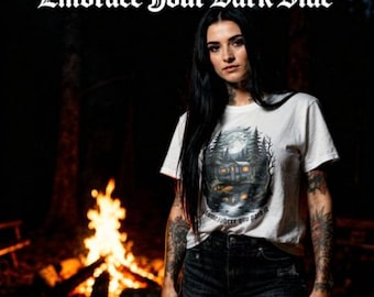 Travel Trailer at Moonlit Lake T-Shirt | Camper RV Camping Shirt