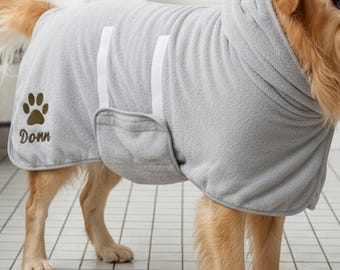 Accappatoio personalizzato per cani, con nome e impronta della zampa del cane ricamati su misura, super assorbente e ad asciugatura rapida, morbido accappatoio per animali domestici.