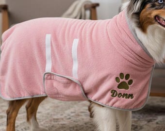 Accappatoio personalizzato per cani, con nome e impronta della zampa del cane ricamati su misura, super assorbente e ad asciugatura rapida, morbido accappatoio per animali domestici.