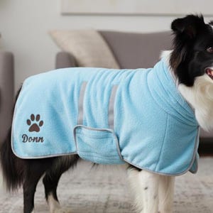 Personalized Dog Bathrobe, Custom Embroidered Name, Quick-Drying Pet Towel Coat
