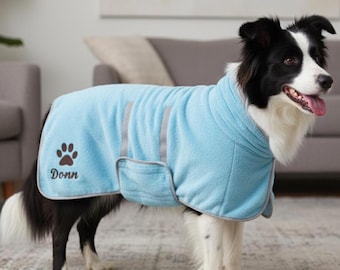 Accappatoio personalizzato per cani, con nome e impronta della zampa del cane ricamati su misura, super assorbente e ad asciugatura rapida, morbido accappatoio per animali domestici.