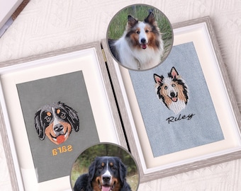 Cornice per ricamo personalizzata con ritratto di animale domestico: regalo ideale per gli amanti degli animali