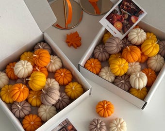 Juego de 16 mini velas de soja con forma de calabaza • Decoración otoñal para el hogar • Regalo acogedor de temporada