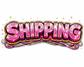Sparkling Pink Shipping Graphic – Bold Text Art