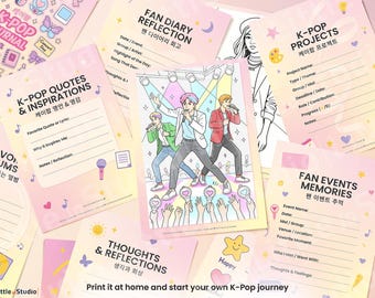 K-Pop Journal 40 Pages Complete Edition | Bias Tracker, Concerts, Lyrics, Coloring Pages | Digital Planner iPad GoodNotes A4 Printable