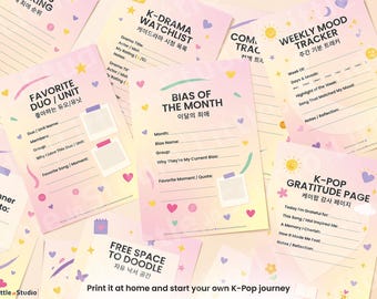 K-Pop Journal Digital Planner 20 Pages | Bias Profile, Comeback Tracker, Mood Tracker | iPad GoodNotes A4 Printable | K-Pop Fan Gift