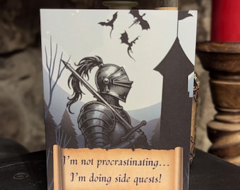 Lustige Gamer Grußkarte - SideQuests, RPG Knights & Dragons