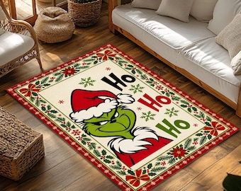 Alfombra navideña del Grinch, decoración navideña vintage, regalo navideño divertido