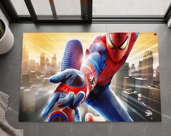 Spider-man Nursery Rug, Super Hero Kids Room Carpet, Personalized Spider-man Rug, Spiderman Costume Rug, Vintage Area Rug, Nursery Play Mat