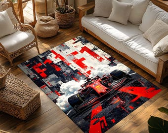 Formula 1 Rug, F1 Racing Digital Printed Carpet, Motorsport Decor Rug, Gamer Room Decor, High Speed Sport Boys Room Mat, Grand Prix Fan Gift