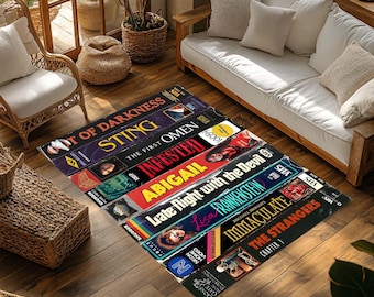 Vintage Custom VHS Rug, Horror Movie VHS Carpet, Retro Horror VHS Cover Digital Printed Decor, Modern Horror Film Poster Mat