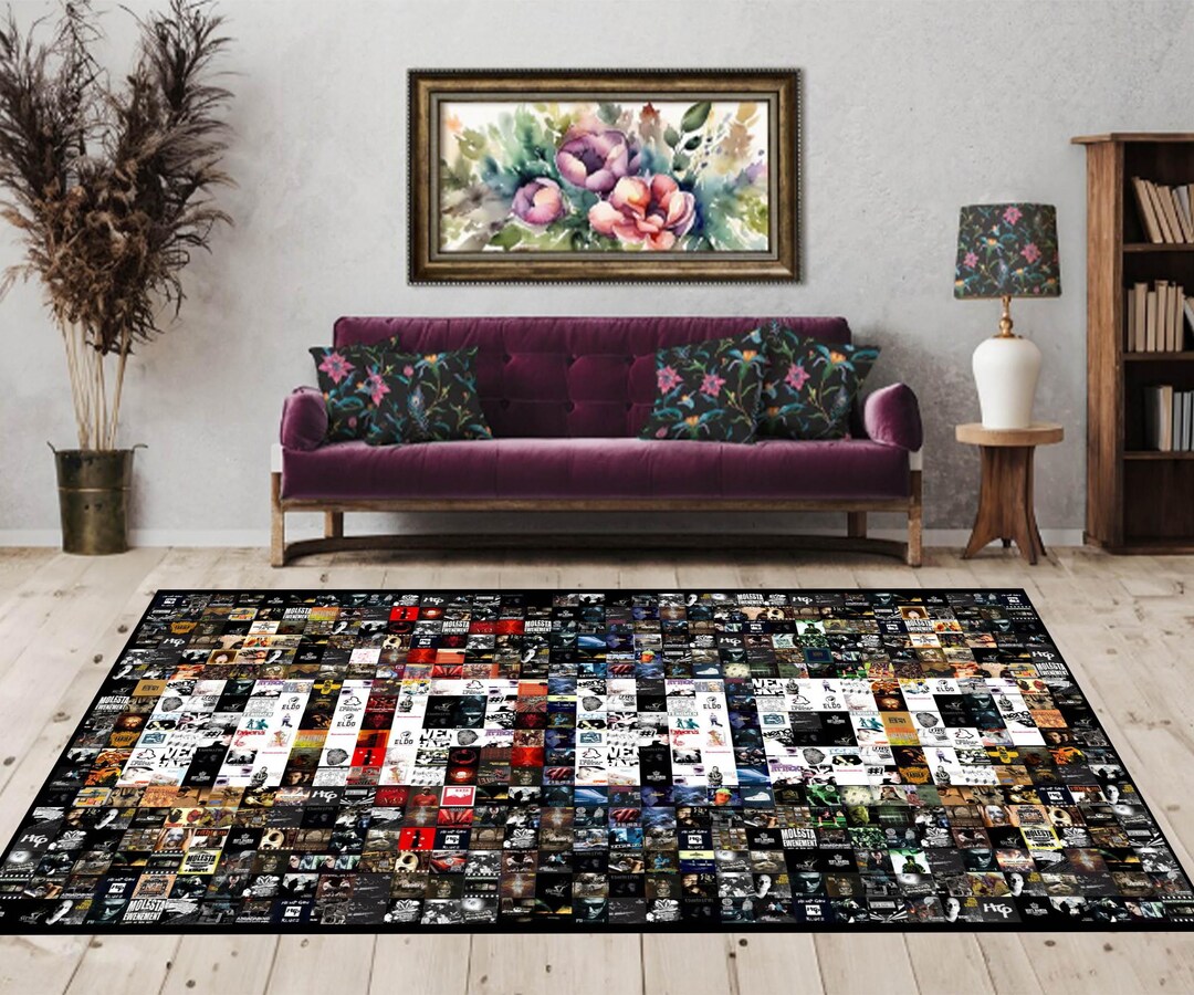 Hip Hop Rug Hip Hop Collage Rug, Rap Music Decor, Album Cover Art Carpet, Music ...