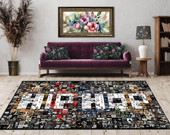 Hip Hop Collage Rug, Rap Music Decor, Album Cover Art Carpet, Music Studio Rug, Streetwear Decor