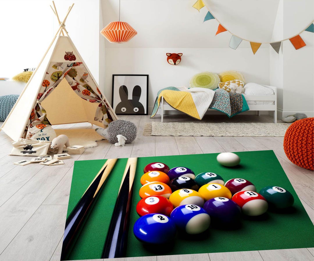 Billiards Rug for Boys Bedroom, Decorative Floor Mat, Ground Mat, Floor ...