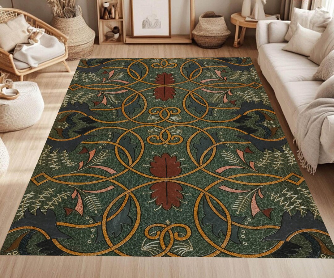 Devora Digital Rug Turkish Living Room Rug, Retro Ivy Pattern Carpet, Medieval/gothic Home ...