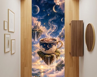 Alfombra de pasillo con diseño de copa celestial fantástica, decoración mágica de galaxia, alfombra decorativa de ensueño.