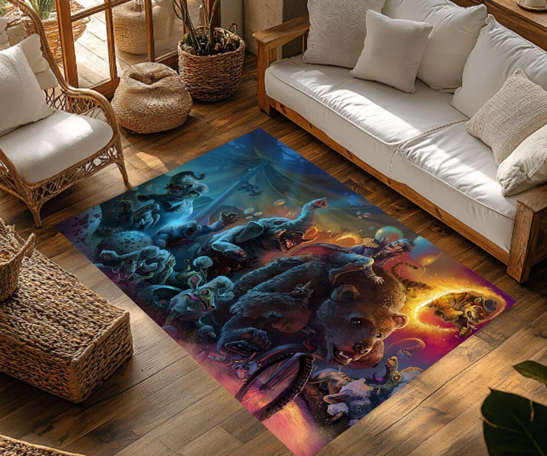 Horror Animal Area Rug, Spooky Home Decor, Zombie Circus Rug, Surreal ...