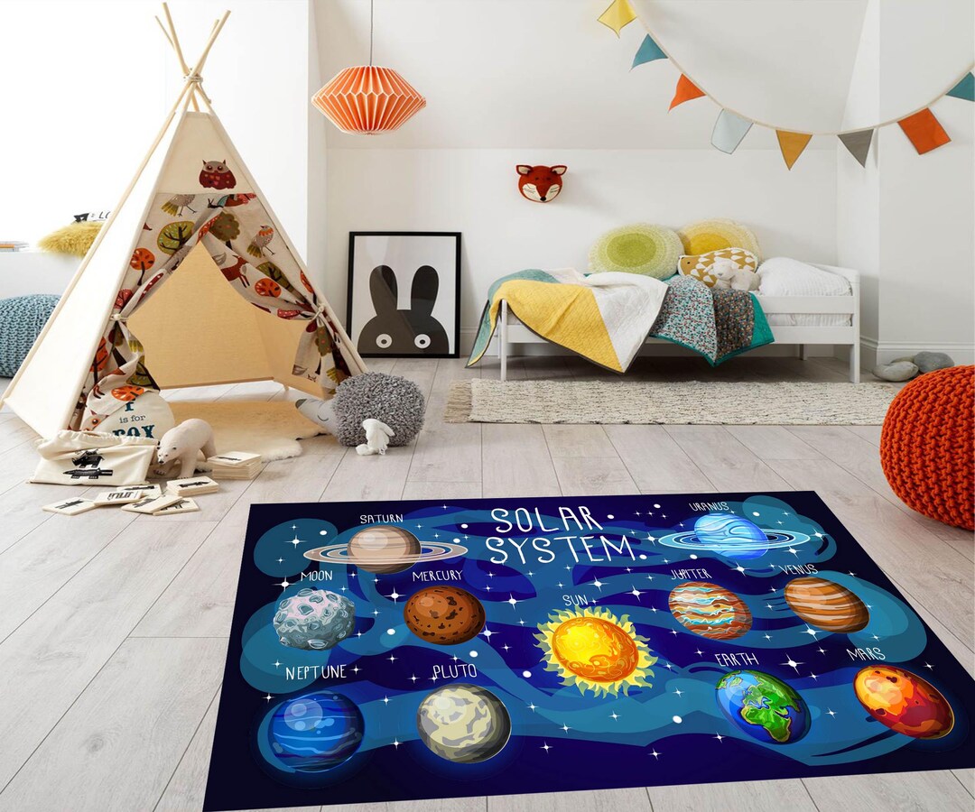 Solar System Play Rug Solar System Kids Room Rug, Space Carpet, Planets Themed Nursery Carpet ...