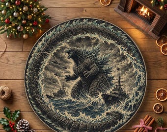 Alfombra de batalla oceánica de Godzilla / Decoración 3D de Kaiju acogedora para espacios de juegos
