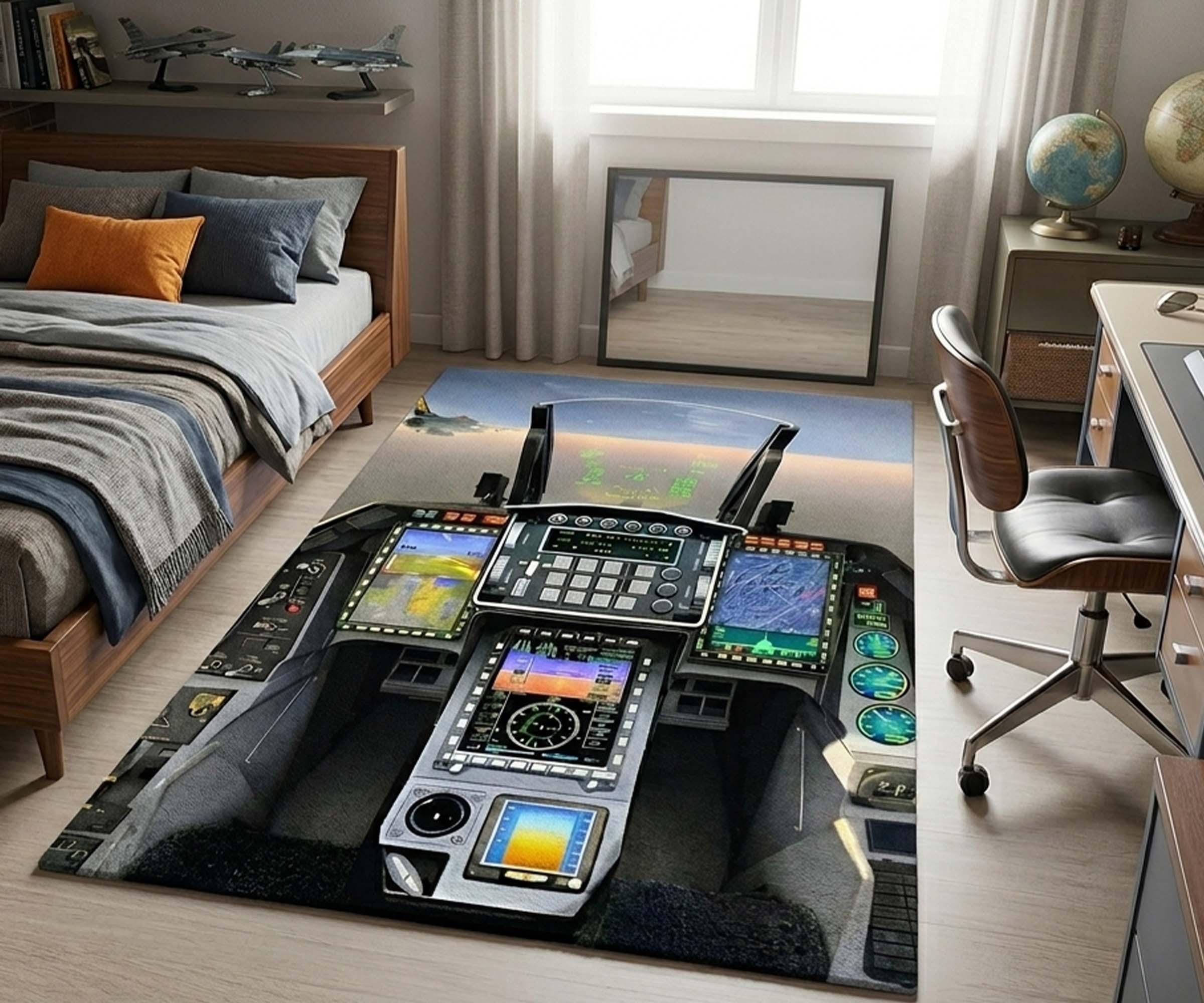 Autofit Rv Cockpit Rugs Fighter Jet Rug, Military Plane Cockpit Carpet, Aviation Decor for Boys ...