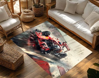 Formula 1 Racing Car Rug, F1 Team Sports Carpet, Grand Prix Circuit Decor, Boys Bedroom Play Mat, Gift for F1 Fan, Racing Car Game Room Rug
