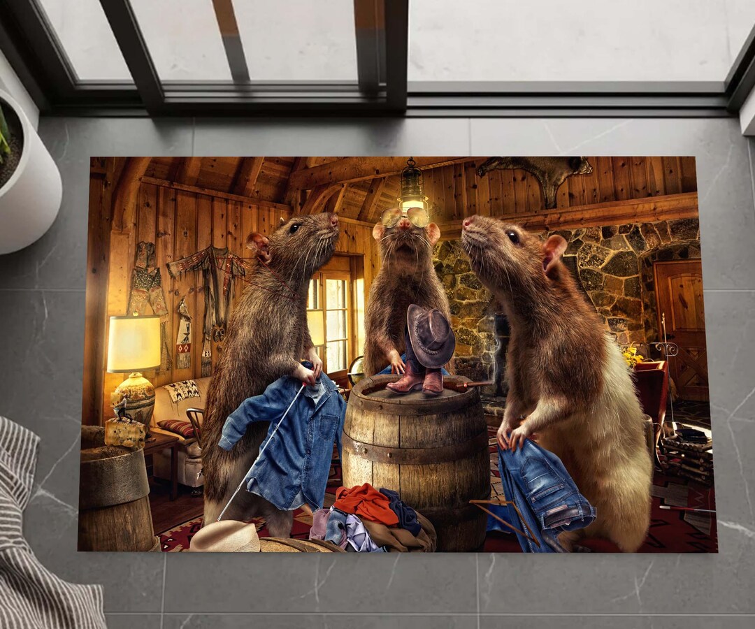 Mohawk Rug Rat Mouse Rug, Rats Rug, Rats Wearing Cowboy Outfits, Western Home Decor ...