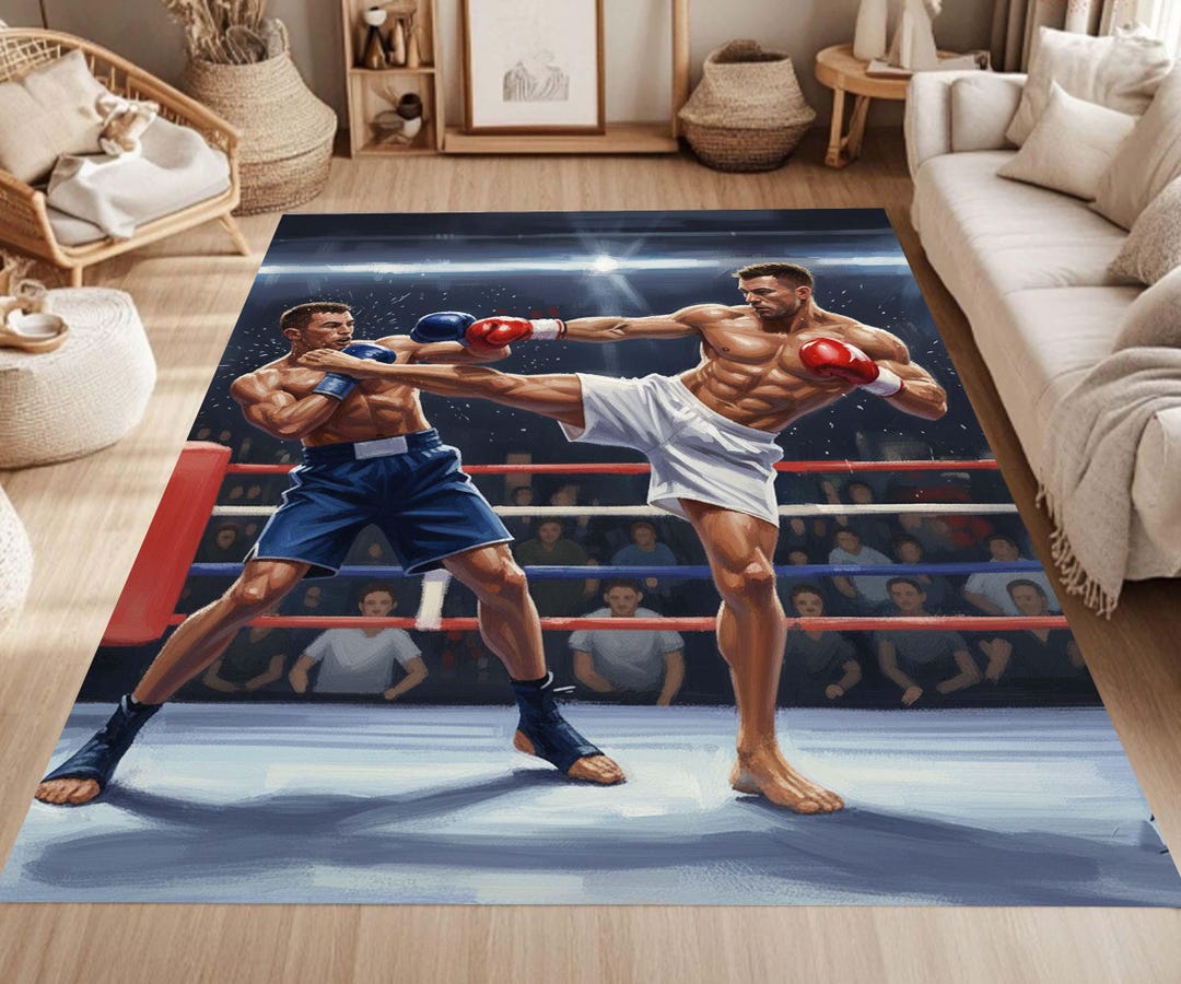 Kickboxing Rug, Muay Thai Wall Art Rug, Boxing Fighter Home Decor ...