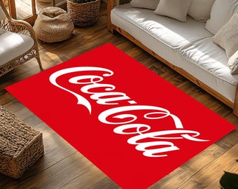 Coca Cola Rug Vintage, Retro Kitchen Decor Carpet, Vintage Aesthetic Area Rugs, Non Slip Living Room Mat, Custom Printed Large Runner Rugs