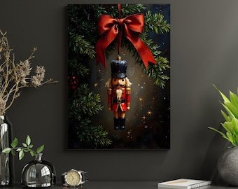 Vintage Nutcracker Soldier Ornament Art | Christmas Wall Decor | Festive Nutcracker Doll Illustration | Digital Download