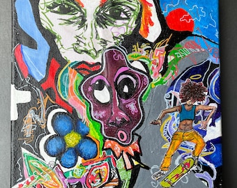 Skate! 1 of 1 Original Acrylic Painting on Canvas