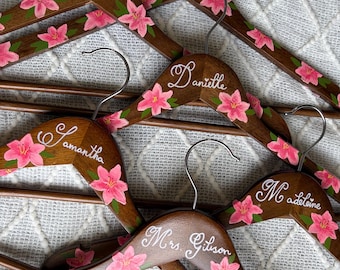 Personalized Hand-Painted Floral Hanger/ Custom Bridal & Bridesmaid Wedding Gift