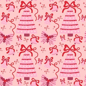 Katoenen stof roze kerstboom|Doe-het-zelf-stof|Voor handwerk naaistof|Op halve meter gesneden