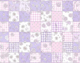 Vertical striped floral watercolor  Print Cotton Fabric | 57" Wide, Half Yard
