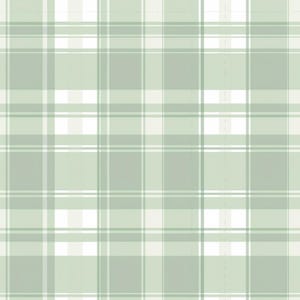 May include: A seamless pattern featuring a plaid design in shades of green and white. The pattern consists of intersecting vertical and horizontal lines, creating a grid-like appearance. The color palette is soft and muted, with a subtle, textured effect.