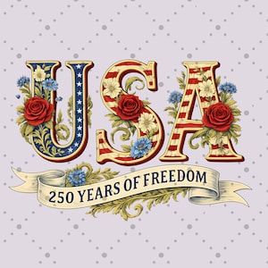 Retro USA 250 PNG digital nedladdning, självständighetsdagen skjorta design, fira 250-årsjubileum png, blommig USA png