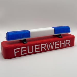 Faro blu dei vigili del fuoco Austria LED | Decorazione luminosa di emergenza | Regalo per bambini a tema camion dei pompieri | Luce sirena | Decorazione per veicoli di emergenza