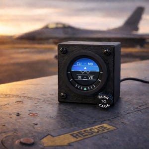 Standby Attitude Indicator (SAI) F-16 Style – Realistic Artificial Horizon for Flight Sim – Aviation Desk & Home Cockpit Display