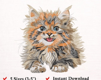 Realistic Cat Embroidery Design, Cute Kitten Machine Embroidery File, Instant Download Pattern