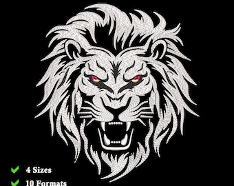 Lion Head Embroidery Design, Animal Embroidery File, Wild Lion PES DST, Machine Embroidery Pattern, Instant Download