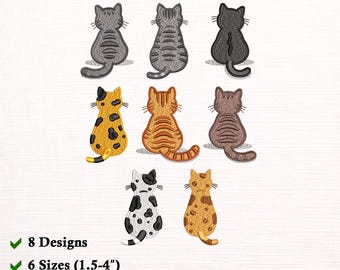 Mini Cat Embroidery Bundle, Cute Cat Machine Embroidery Designs, Instant Download Files