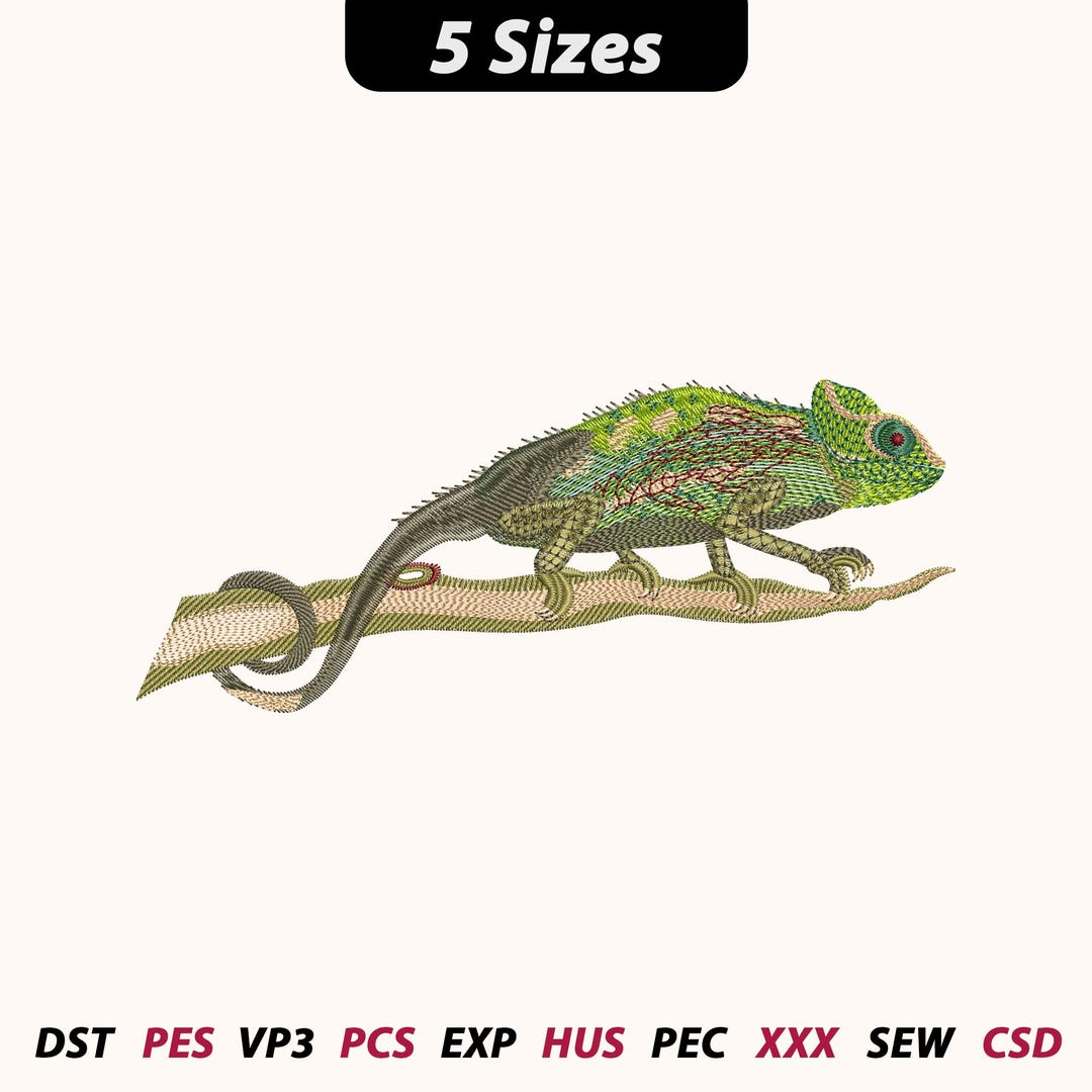 Embossing Patterns Lizard Chameleon Lizard Embroidery Design: Reptile Machine Pattern (5 Sizes ...