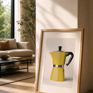Moka Pot Wall Art Printable – Italian Coffee Kitchen Decor, Digital Download