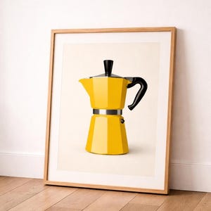 Afdrukbare muurkunst mokapot – Italiaanse koffiekeukendecor, digitale download