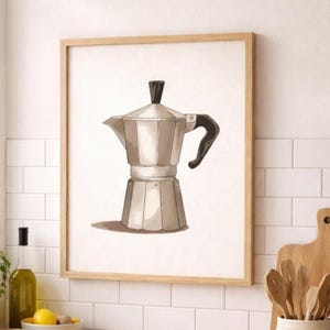 Italian Moka Pot Coffee Wall Art Printable, Minimalist Espresso Kitchen Decor, Coffee Lover Gift, Modern Cafe Poster, Instant Download