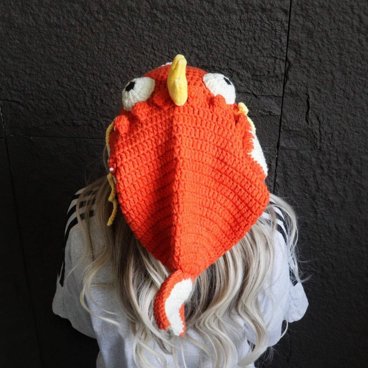 Carp Hat Pattern Funny Crochet Carp Head Hat With Crown & Big Eyes - Handmade Orange ...
