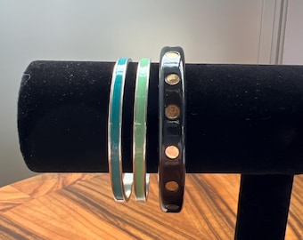 Vintage Bracelet Lot of 3 – Simple Enamel & Resin Bangles, Early 2000s
